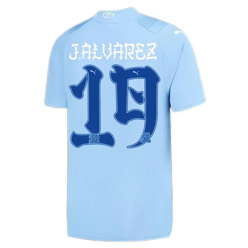 2023/24 Manchester City HAALAND #9 GREALISH #10 DE BRUYNE #17 STONES #5 J.ALVAREZ #19 FODEN #47 Japanese Tour Printing Home Jersey - Image 3