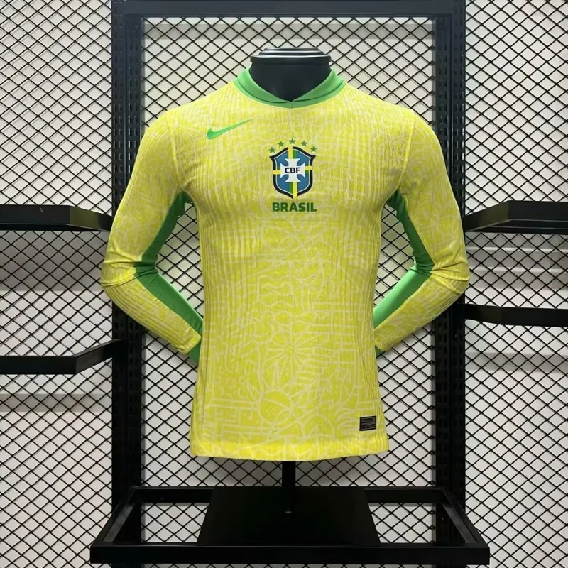 Nike Authentic Soccer Jersey Brazil Home Shirt Long Sleeve 2024 - Image 2