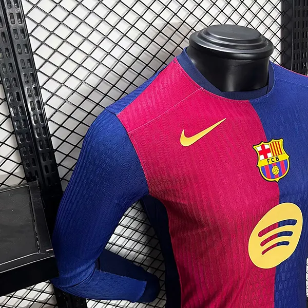24-25 Barcelona Home Soccer Jersey Player Edition Long Sleeve - Image 6