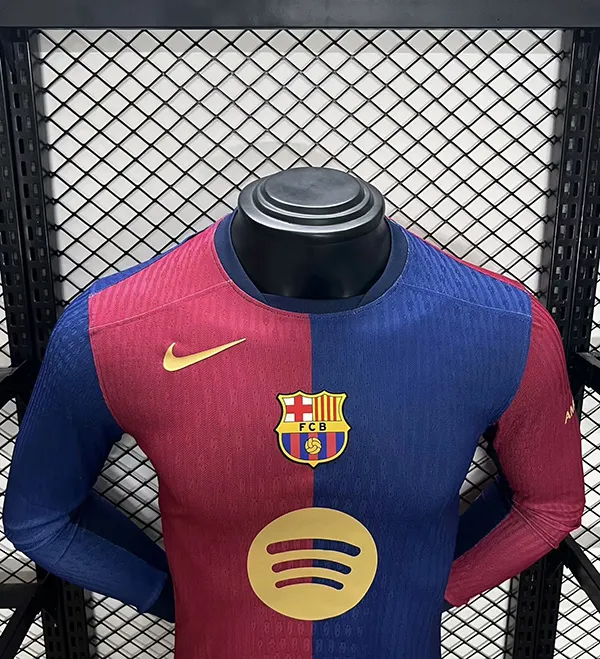 24-25 Barcelona Home Soccer Jersey Player Edition Long Sleeve - Image 3