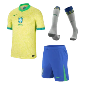 Kids Brazil Custom Home Full Soccer Kits 2024