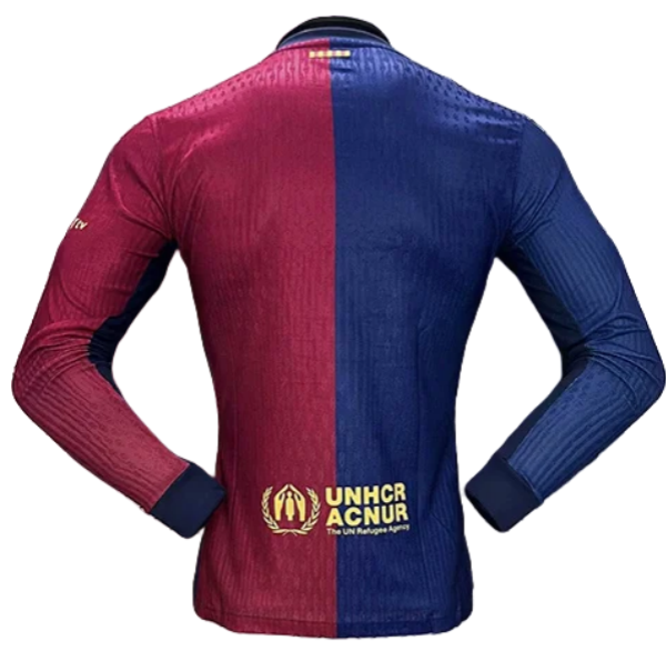 24-25 Barcelona Home Soccer Jersey Player Edition Long Sleeve - Image 2