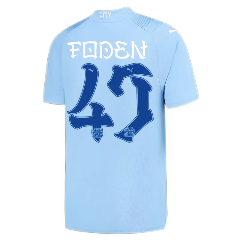 2023/24 Manchester City HAALAND #9 GREALISH #10 DE BRUYNE #17 STONES #5 J.ALVAREZ #19 FODEN #47 Japanese Tour Printing Home Jersey - Image 2