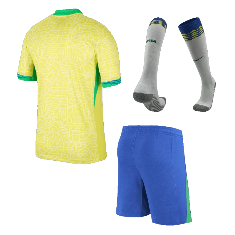 Kids Brazil Custom Home Full Soccer Kits 2024 - Image 2