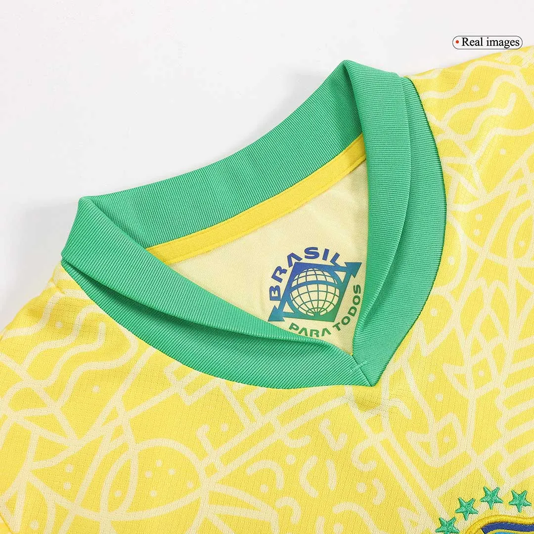 Kids Brazil Custom Home Full Soccer Kits 2024 - Image 6