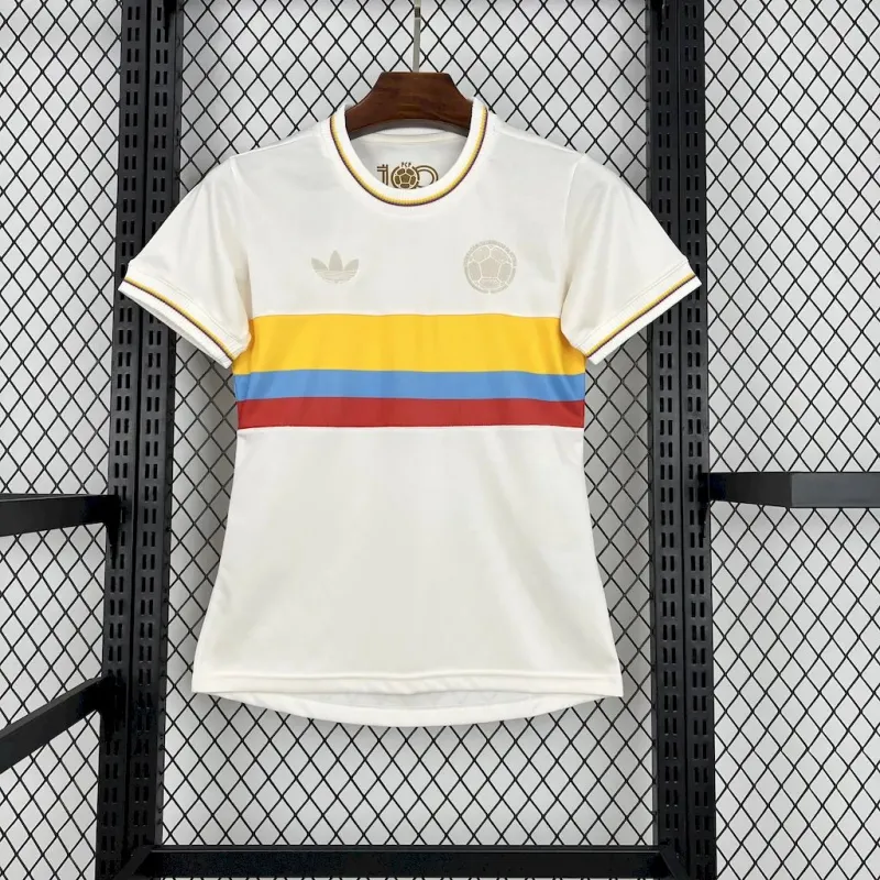 Women's Colombia Nation 24-25 100th Anniversary White Soccer Shirt - Image 3