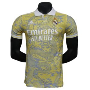 25/26 Men's Polo Shirt Dragon Pattern Yellow Jersey