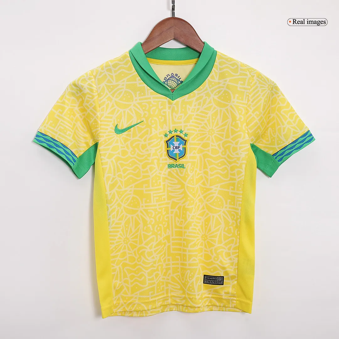 Kids Brazil Custom Home Full Soccer Kits 2024 - Image 3