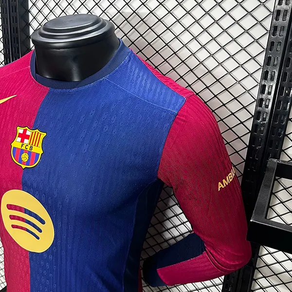24-25 Barcelona Home Soccer Jersey Player Edition Long Sleeve - Image 7