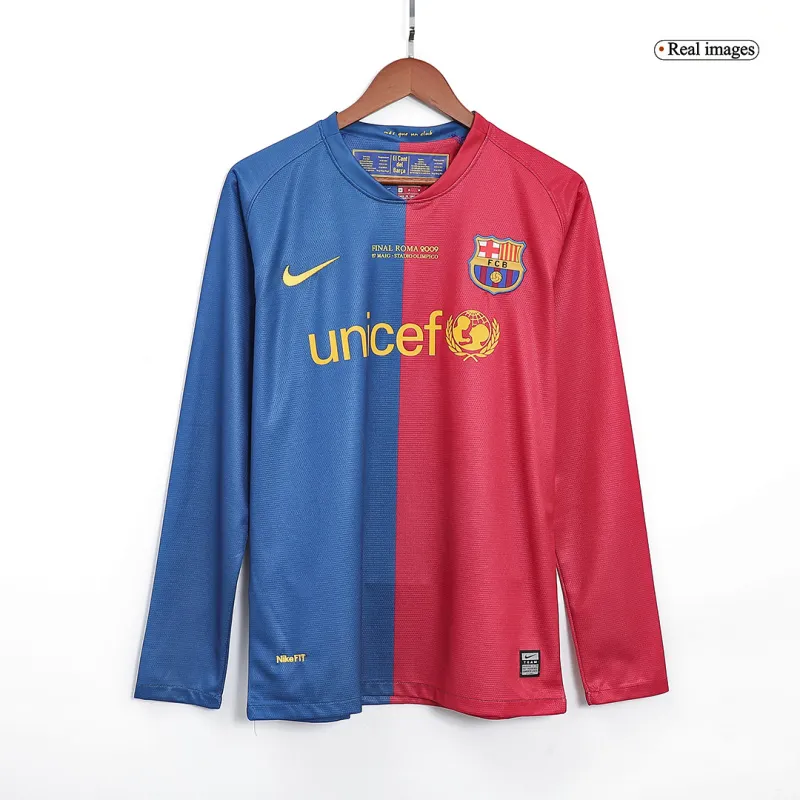 2008/09 Barcelona UCL Final Retro Home Long Sleeve Jersey - Image 8