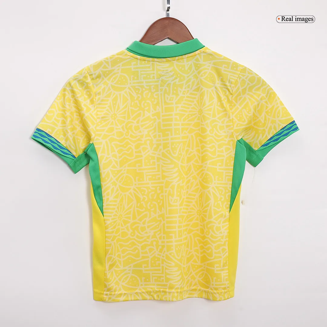 Kids Brazil Custom Home Full Soccer Kits 2024 - Image 4