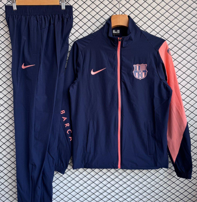25/26 Barcelona Navy/Pink Full Zipper Windbreaker + Long Pants