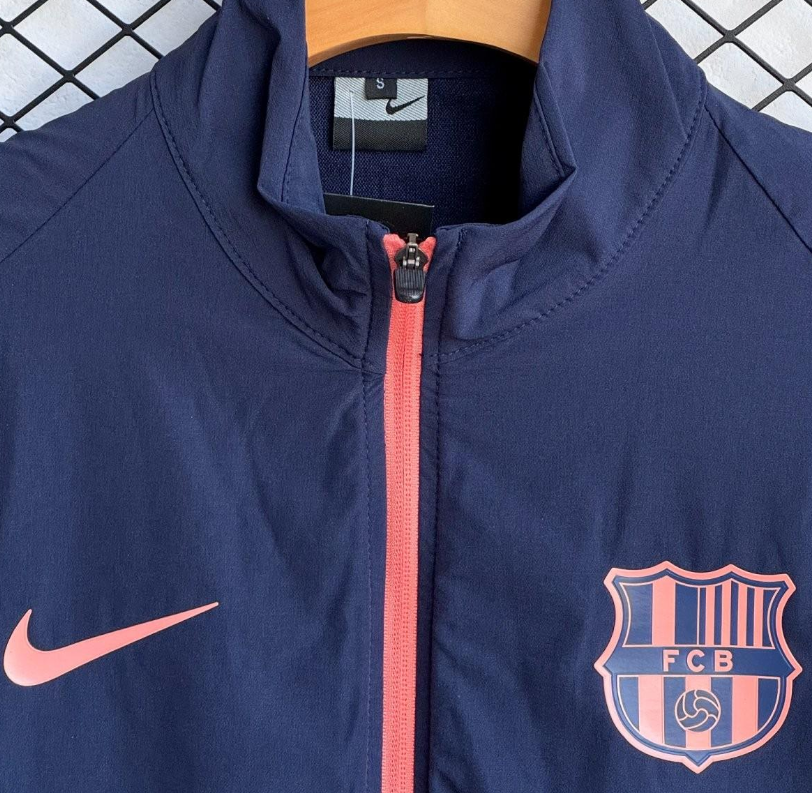 25/26 Barcelona Navy/Pink Full Zipper Windbreaker + Long Pants - Image 4