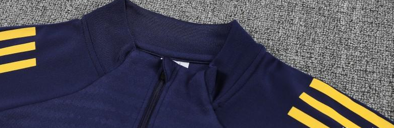 25/26 Boca Juniors Navy Blue with Yellow Stripes Half Zipper Jacket Tracksuit +Long Pants - Image 4