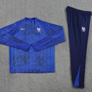 2025 France Royal Blue with Textured Pattern Half Zipper Jacket Tracksuit +Long Pants