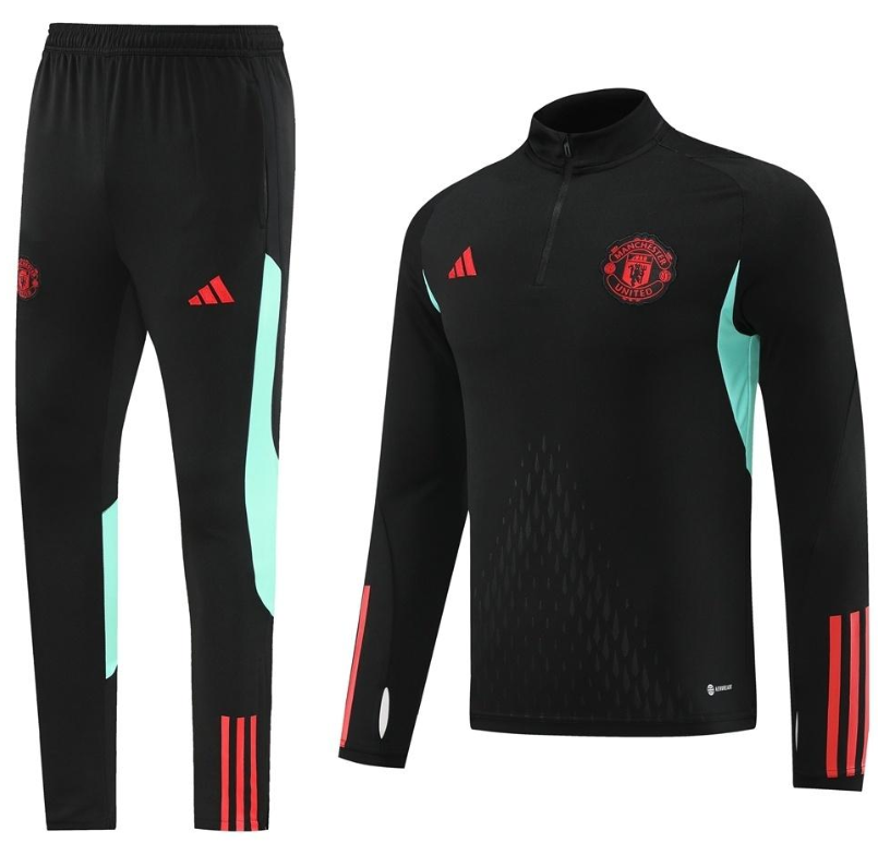 25/26 Manchester United Black Half Zipper Jacket+Long Pants - Image 2