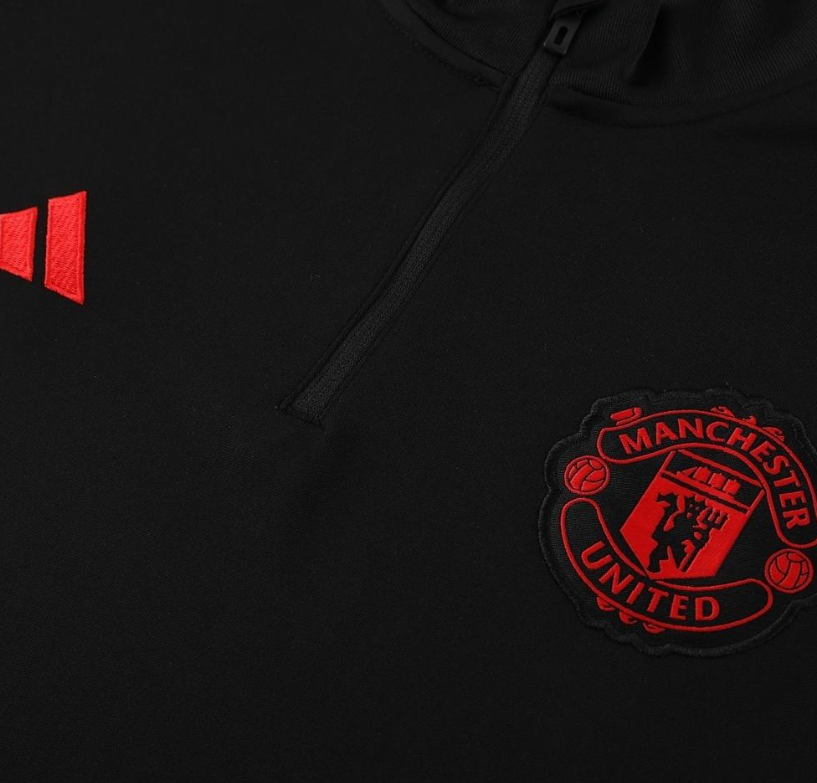 25/26 Manchester United Black Half Zipper Jacket+Long Pants - Image 8