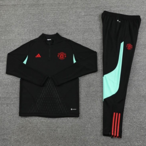 25/26 Manchester United Black Half Zipper Jacket+Long Pants