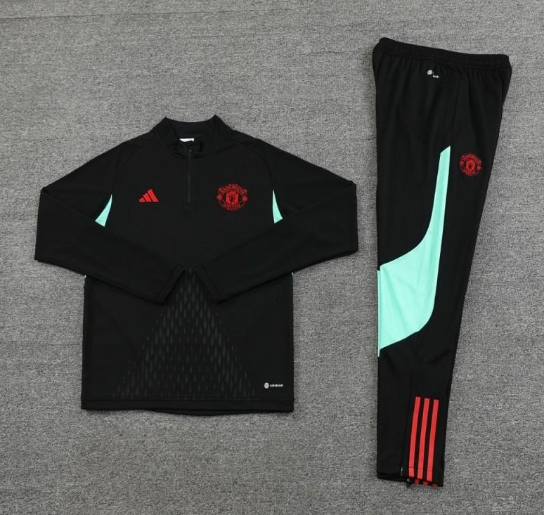 25/26 Manchester United Black Half Zipper Jacket+Long Pants