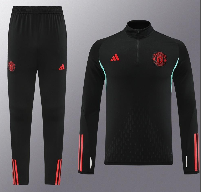 25/26 Manchester United Black Half Zipper Jacket+Long Pants - Image 13