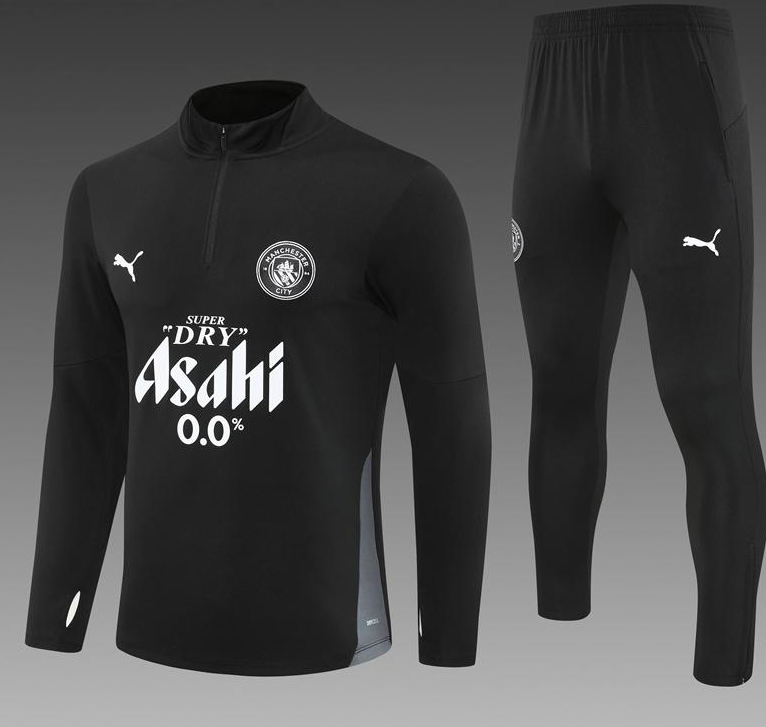 25/26 Manchester City Black Half Zipper Jacket+Long Pants - Image 14