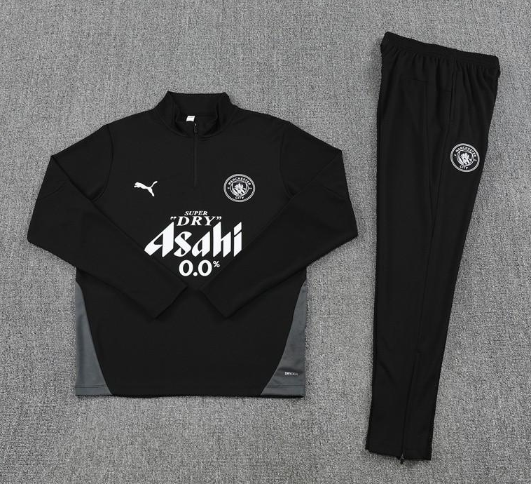 25/26 Manchester City Black Half Zipper Jacket+Long Pants