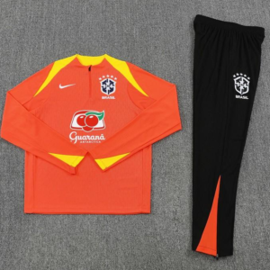Player Version 25/26 Brazil Orange Half Zipper Jacket+Long Pants