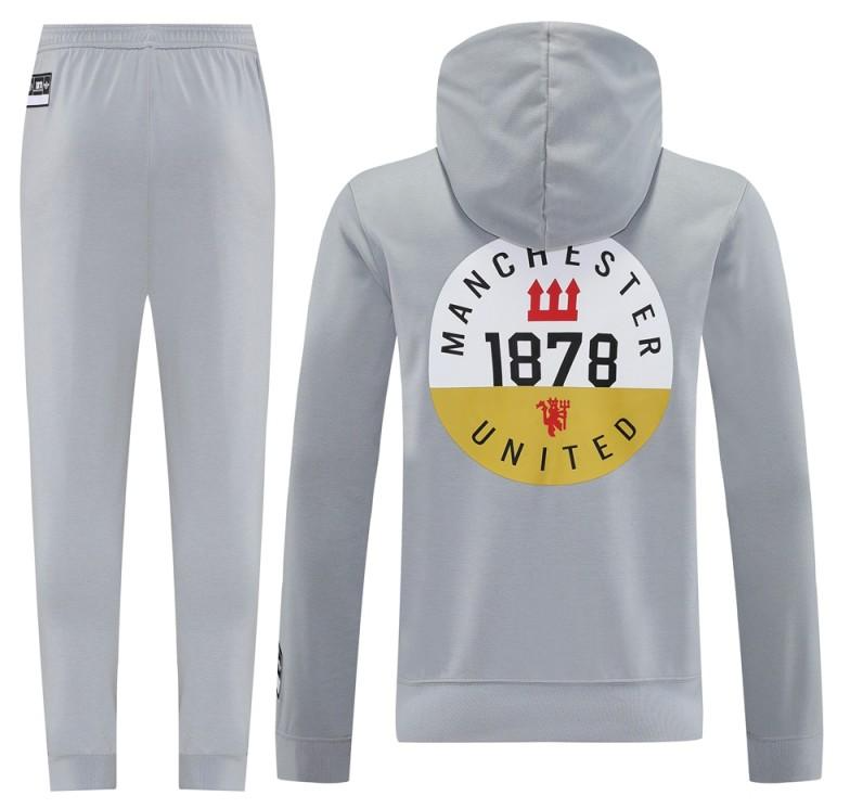 25/26 Manchester United Hooide Grey Full Zipper Jacket + Long Pants - Image 14