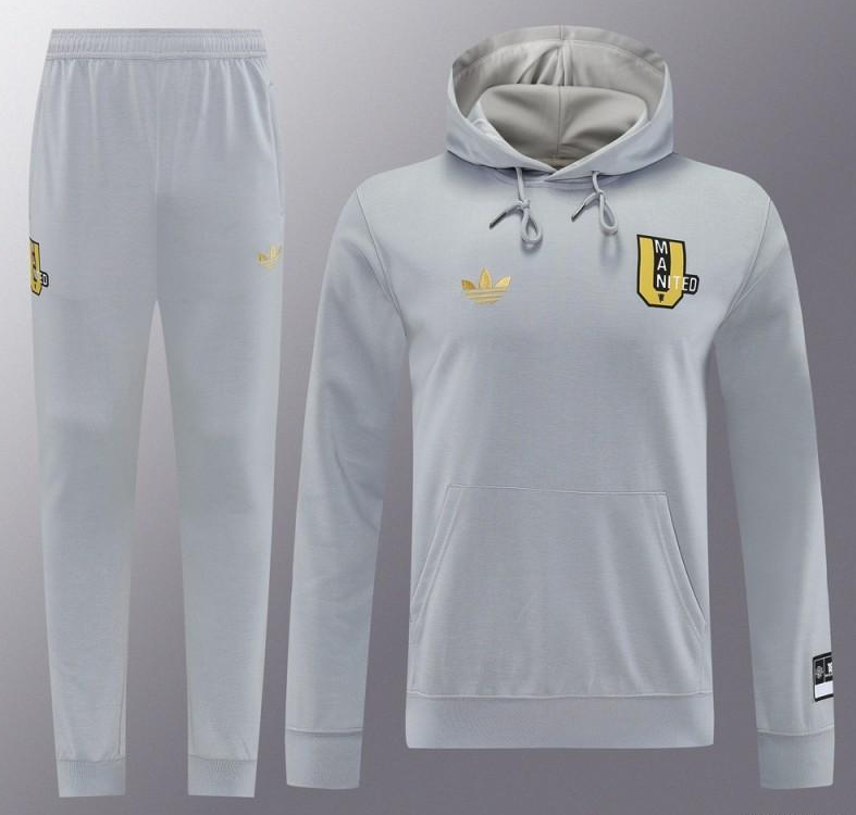 25/26 Manchester United Hooide Grey Full Zipper Jacket + Long Pants - Image 16