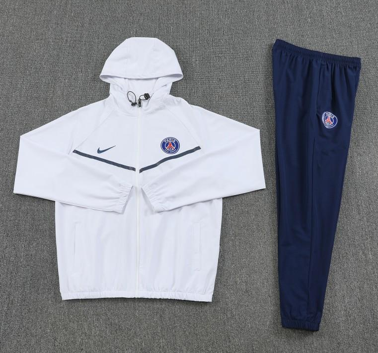 25/26 Paris White Full zipper Jacket Tracksuit+ long pants