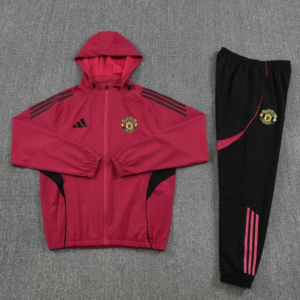 25/26 Manchester United Red Full zipper Jacket Tracksuit+ long pants