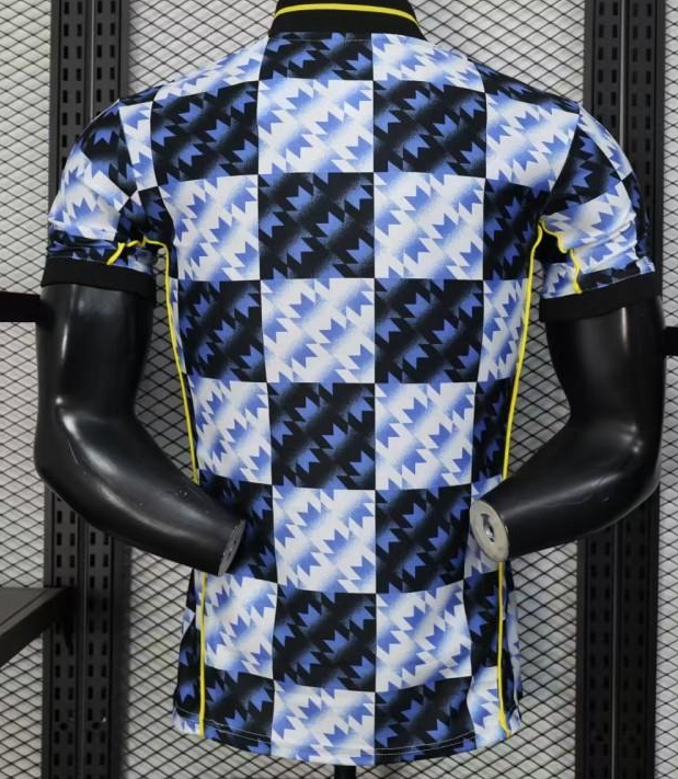 25/26 Player Version Manchester United Blue and Black with Checkerboard Houndstooth Pattern Jersey - Image 5