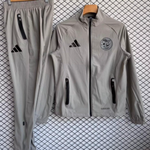 25/26 Algeria National Team Grey with Black Full zipper Jacket Tracksuit+ long pants
