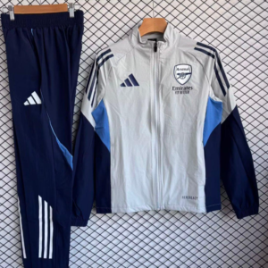 25/26 Arsenal White with Navy Blue Full zipper Jacket Tracksuit+ long pants