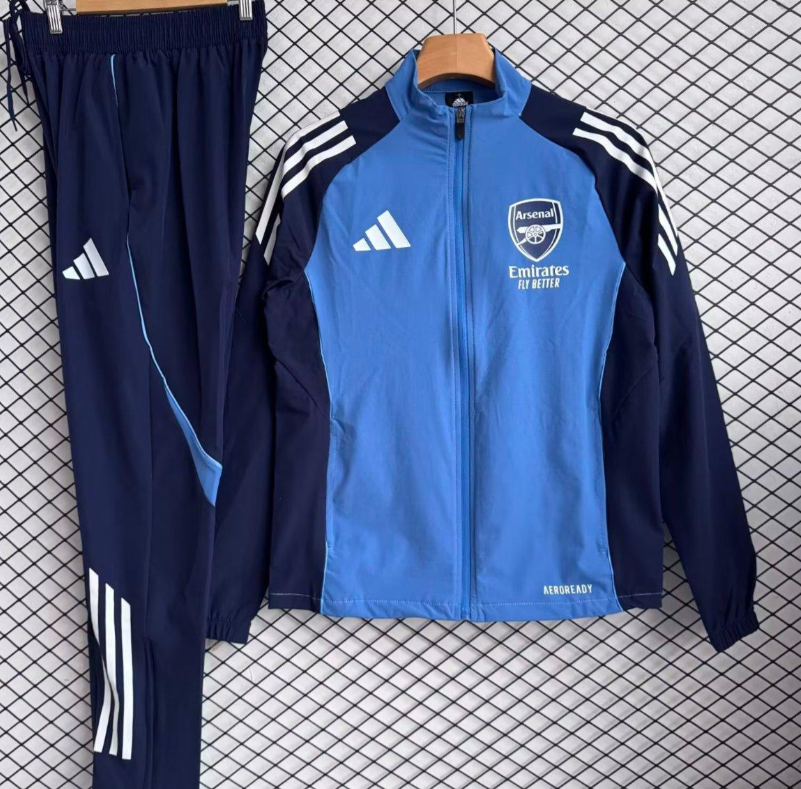 25/26 Arsenal Blue with Navy Full zipper Jacket Tracksuit+ long pants