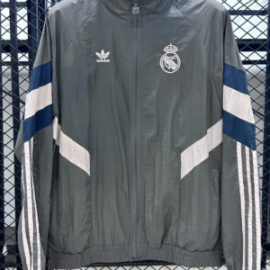 25/26 Real Madrid Grey Full Zipper Windbreaker