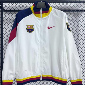25/26 Barcelona White Full Zipper Windbreaker