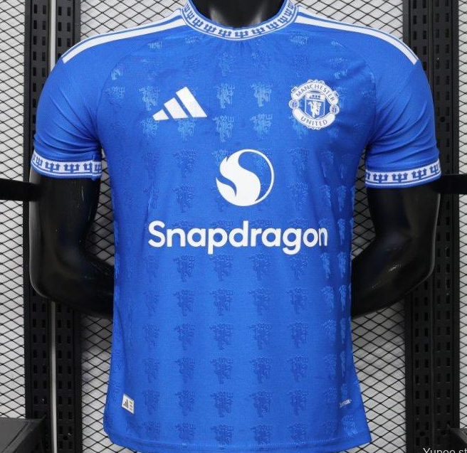 Player Version 26/27 Manchester United Blue with All-Over Devil Jacquard Pattern Jersey