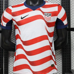 Player Version 2026 USA White Red Wavy Stripe Home Jersey