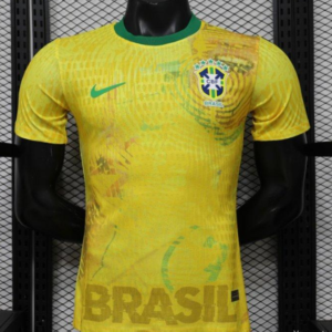 Player Version 2026 Brazil Yellow with Green Ink Splash Special Edition Home Jersey