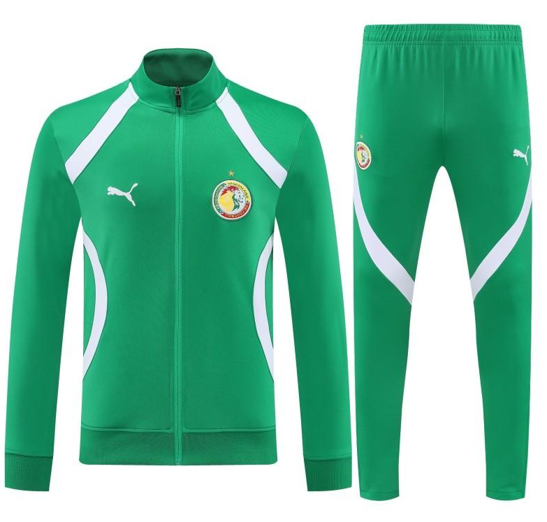 26/27 Senegal Green & White Full Zipper Jacket Tracksuit + Long Pants - Image 2