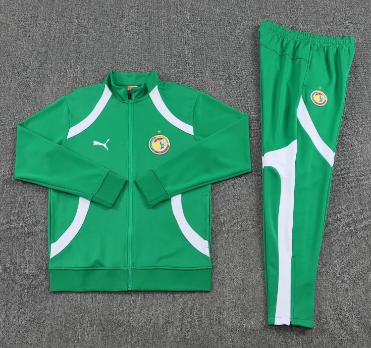 26/27 Senegal Green & White Full Zipper Jacket Tracksuit + Long Pants