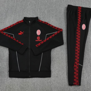 25/26 AC Milan Black Full Zipper Jacket Tracksuit + Long Pants