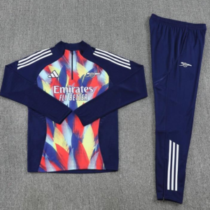 26/27 Arsenal Navy Blue Flame Print Half Zipper Jacket Tracksuit + Long Pants