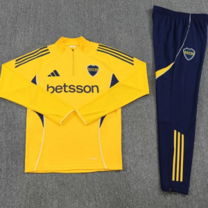 26/27 Boca Juniors Yellow & Navy Blue Half Zipper Jacket Tracksuit + Navy Blue Long Pants