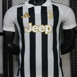 Player Version 26/27 Juventus Black & White Stripe Gold Detail Home Jersey