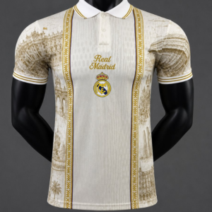 26/27 Real Madrid City Edition Cream with Gold and Polo Collar Jersey