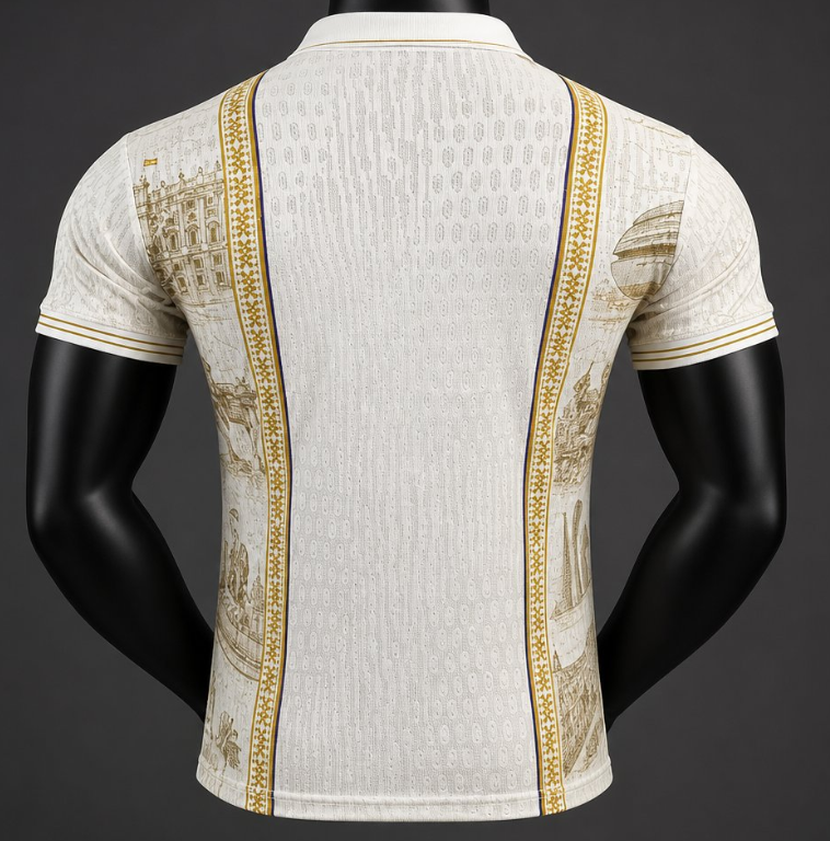 26/27 Real Madrid City Edition Cream with Gold and Polo Collar Jersey - Image 2