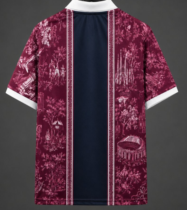 26/27 Barcelona Special Edition Burgundy Polo Collar Jersey - Image 2