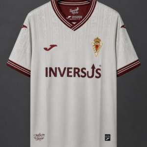 26/27 Real Murcia CF White with Maroon Baroque Pattern Away Jersey